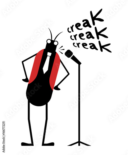 funny cricket insect illustration