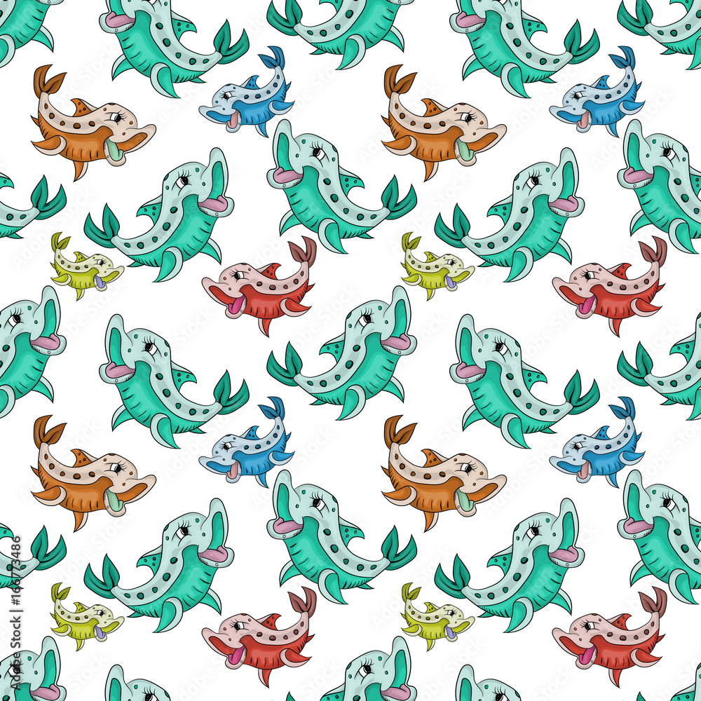 Obraz premium Seamless background underwater life child drawing 1