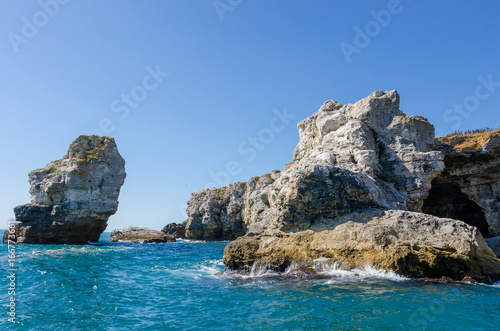 Rocky coast on the Black Sea near Tyulenovo village  Bulgaria