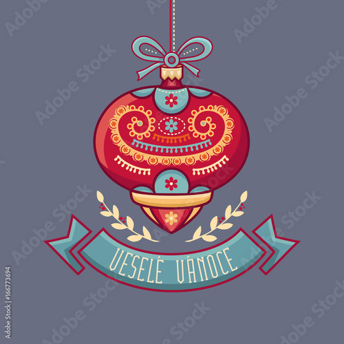 Czech language. Vesele Vanoce. Christmas message. 