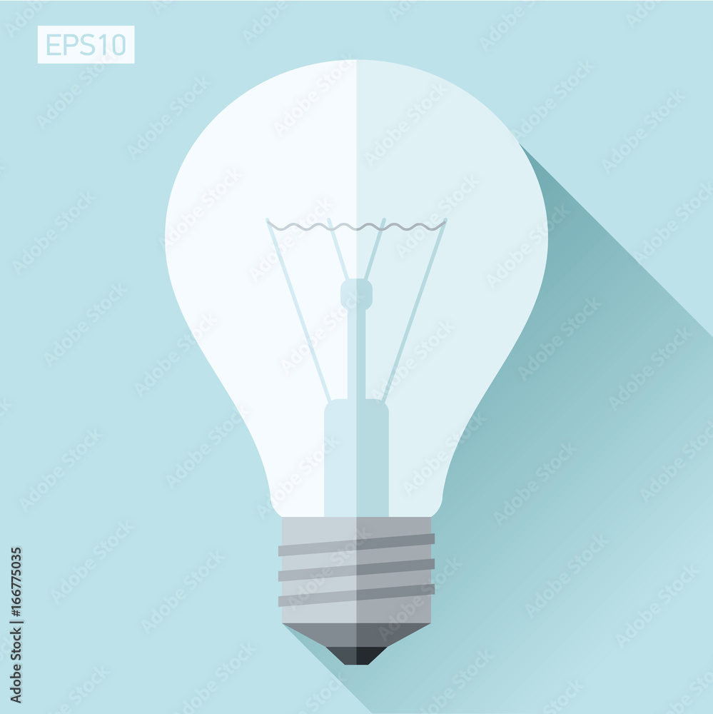 Electric lamp icon in flat style on blue background. Vector design element for you project Electric lamp icon in flat style on blue background. Vector design element for you project
