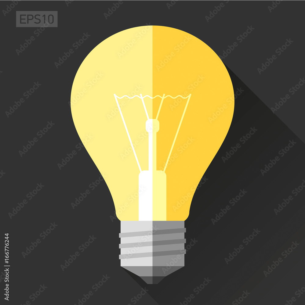 Electric lamp icon in flat style on black background. Vector design element  for you project Stock Vector | Adobe Stock