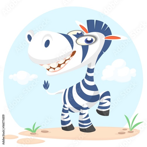  Cute cartoon zebra character. Wild  animal collection. Baby education. Isolated vector illustration