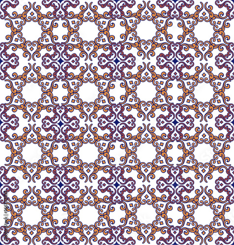 Seamless ornament Indian, Oriental style, blue and brown color. Decorative ornament backdrop for fabric, textile, wrapping paper.