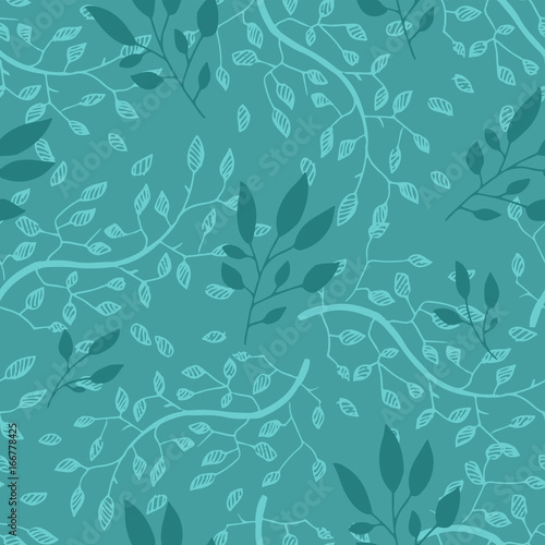 Seamless pattern with leaves hand drawn style vector illustration nature design floral summer plant textile.