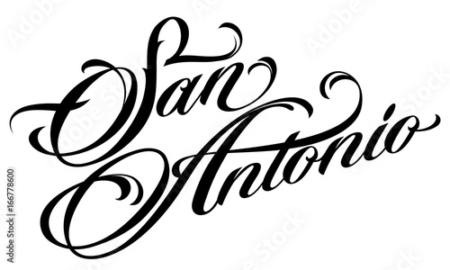 San Antonio lettering in tattoo style