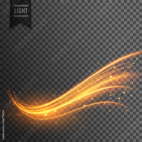 stylish transparent light effect in wavy shape with trail and sparkle