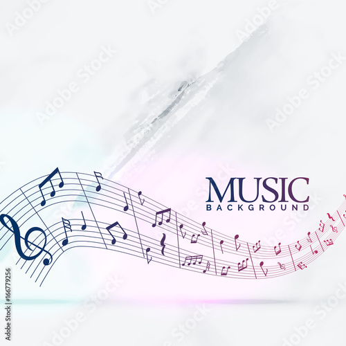 abstract musical background with notes wave