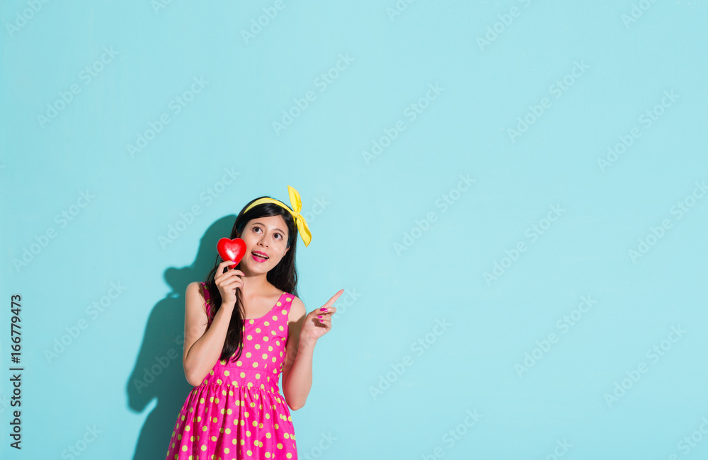 Fototapeta premium happy lovely lady wearing cute dress clothing