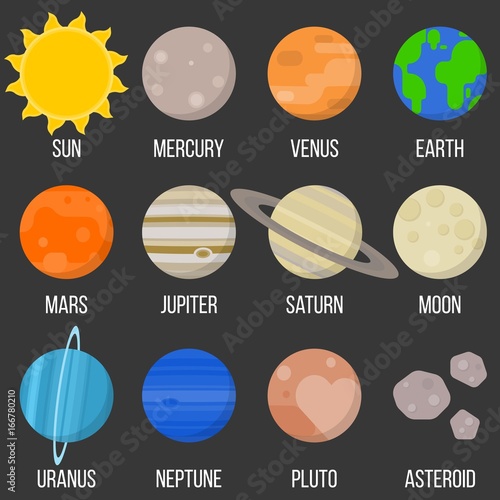 solar system planet, flat design icon