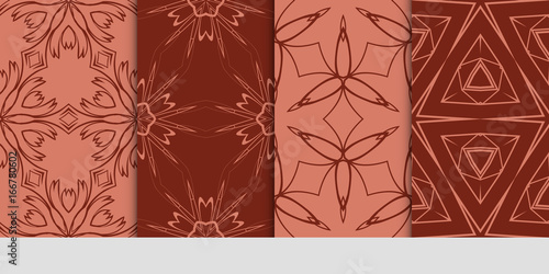 set of decorative geometric pattern. modern vector illustration. brown color. for design, wallpaper, fabric