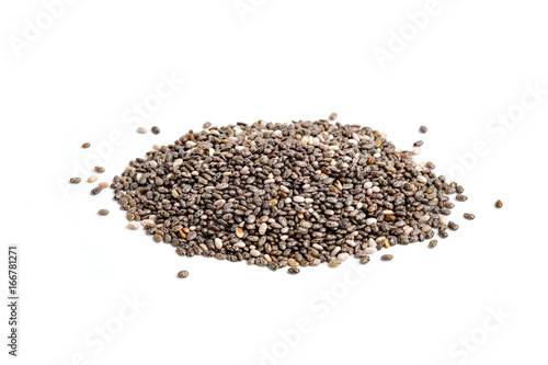 Heap of Chia seeds with white background