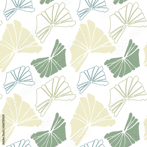 Floral vector seamless pattern with hand drawn tropical leaves.
