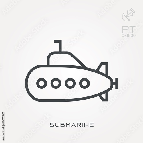 Line icon submarine