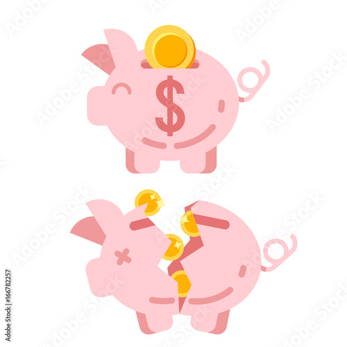 piggy bank with golden