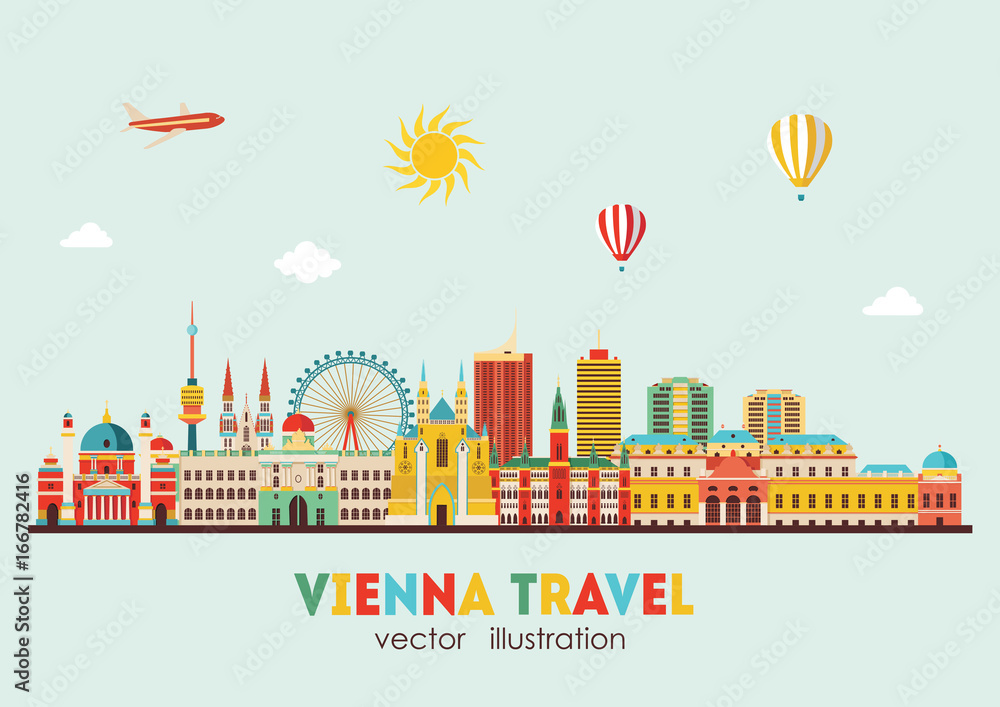 Naklejka premium Panoramę Wiednia. Ilustracja wektorowa - wektor zapasów