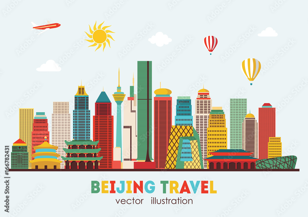 Beijing skyline. Vector illustration - stock vector