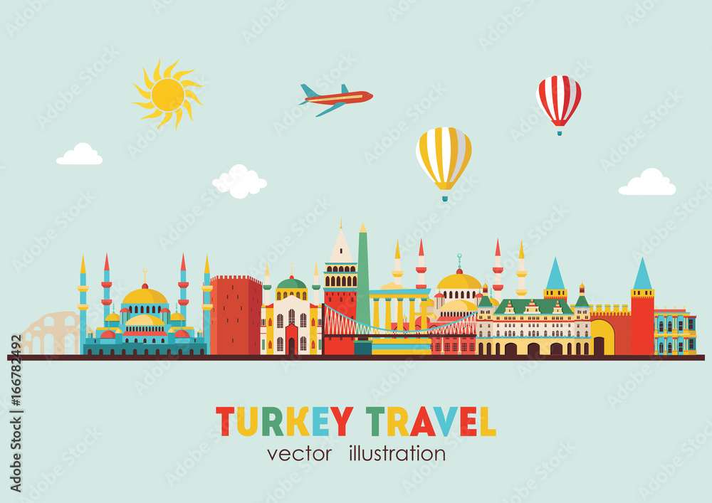 Turkey detailed skyline. Vector illustration - stock vector