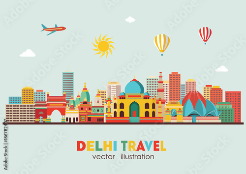 Delhi skyline. Vector illustration - stock vector