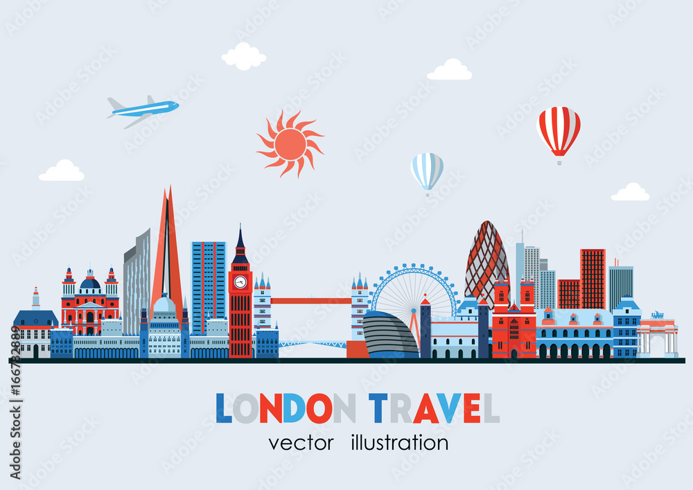 Obraz premium Londyn szczegółowy Skyline. Ilustracja wektorowa - wektor zapasów