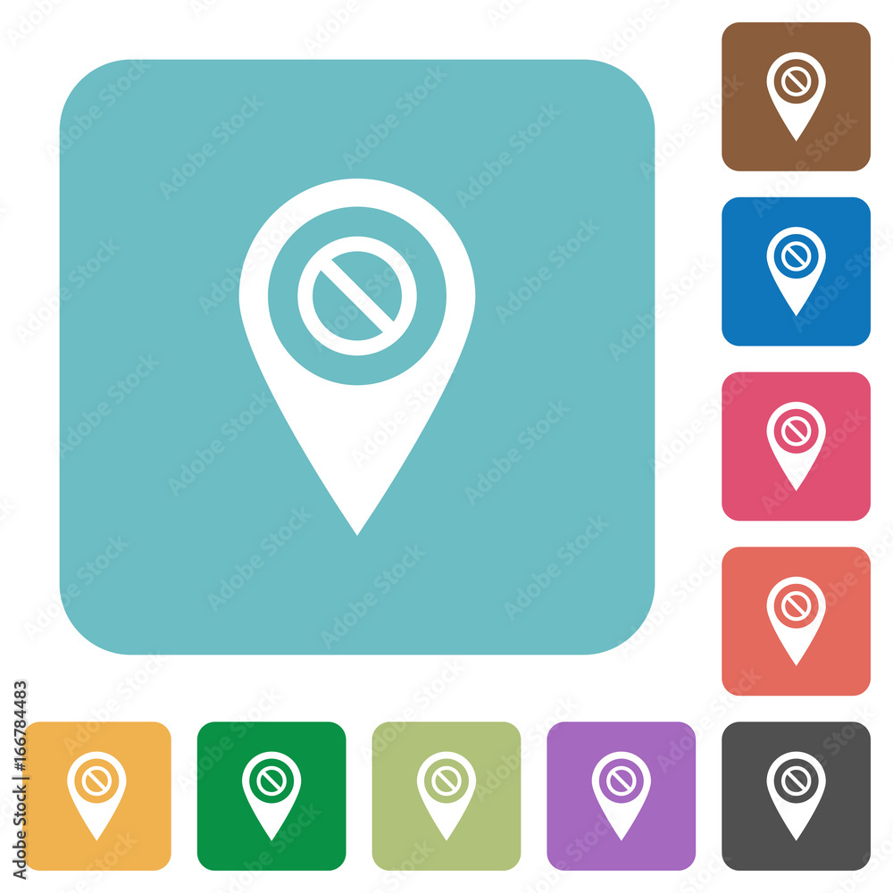 Disabled GPS map location rounded square flat icons Disabled GPS map location rounded square flat icons