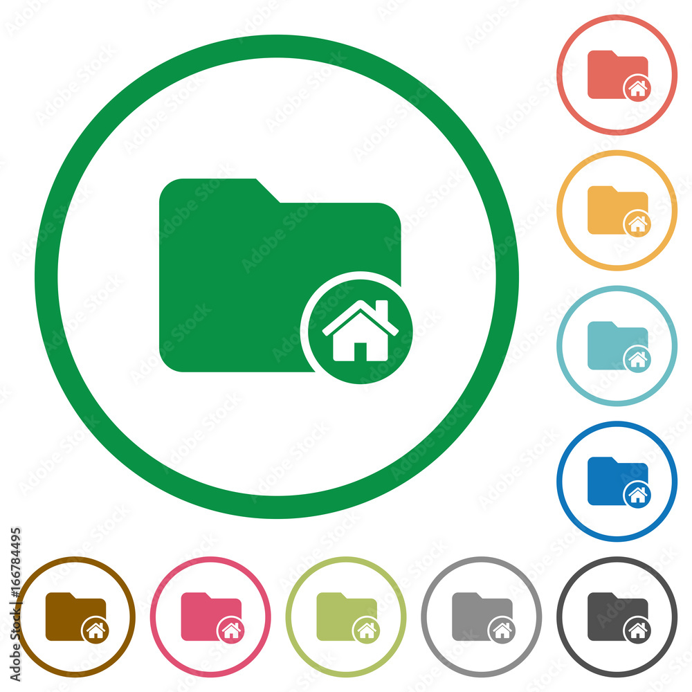 Home directory flat icons with outlines Home directory flat icons with outlines
