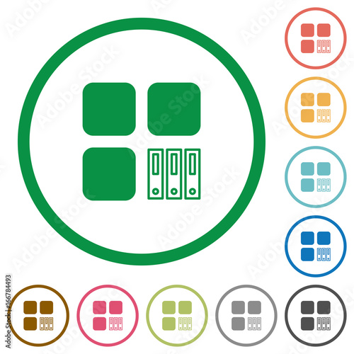 Archive component flat icons with outlines