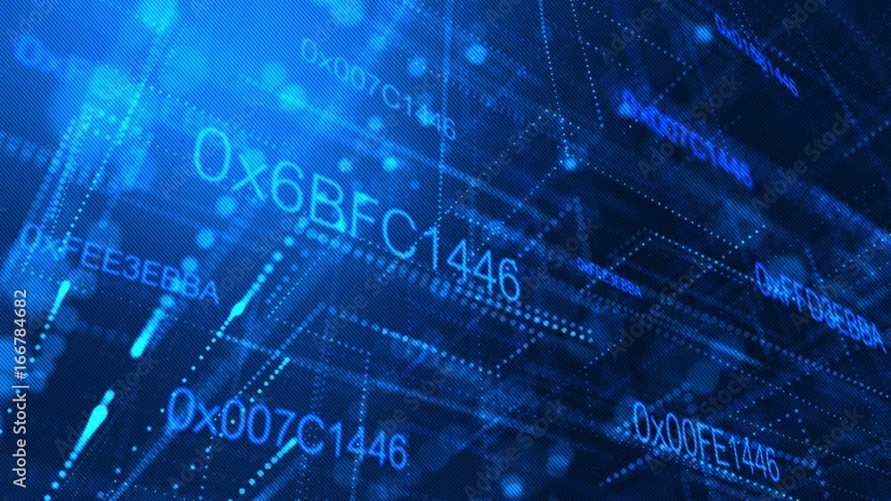 Digital information data transmitted at high speed. 4K UHD video loop animation.