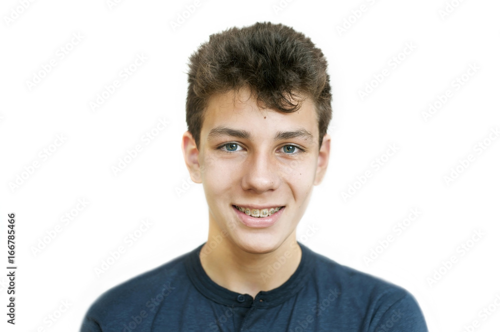 Beautiful teenager with healthy teeth with braces Beautiful teenager with healthy teeth with braces
