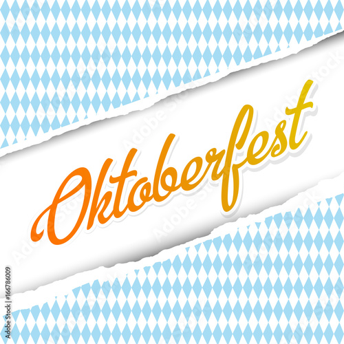 Vector illustration Oktoberfest background with text and with ripped open paper photo