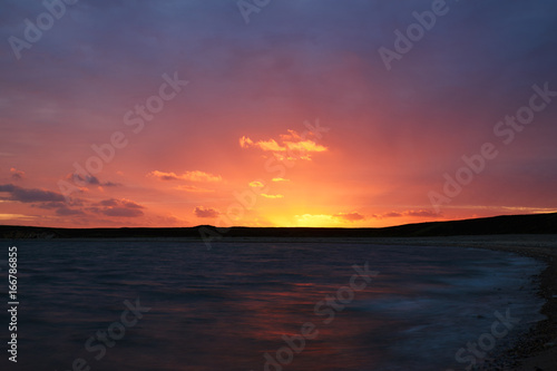 Colourful sunset at Kaas beach in Denmark