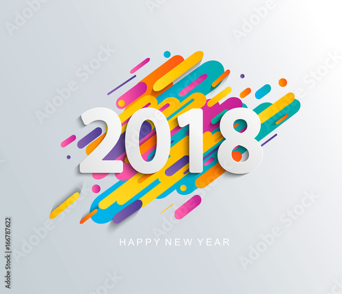 New Year 2018 design card on modern background.