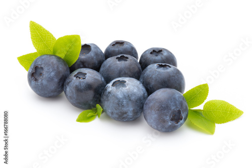 Fresh blueberries on a white background.