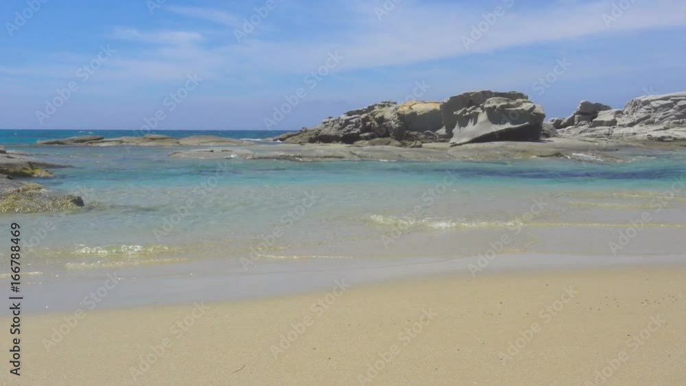 White Wild Mediterranean Sea Beach in Italy with Clear Blue Water White Wild Mediterranean Sea Beach in Italy with Clear Blue Water
