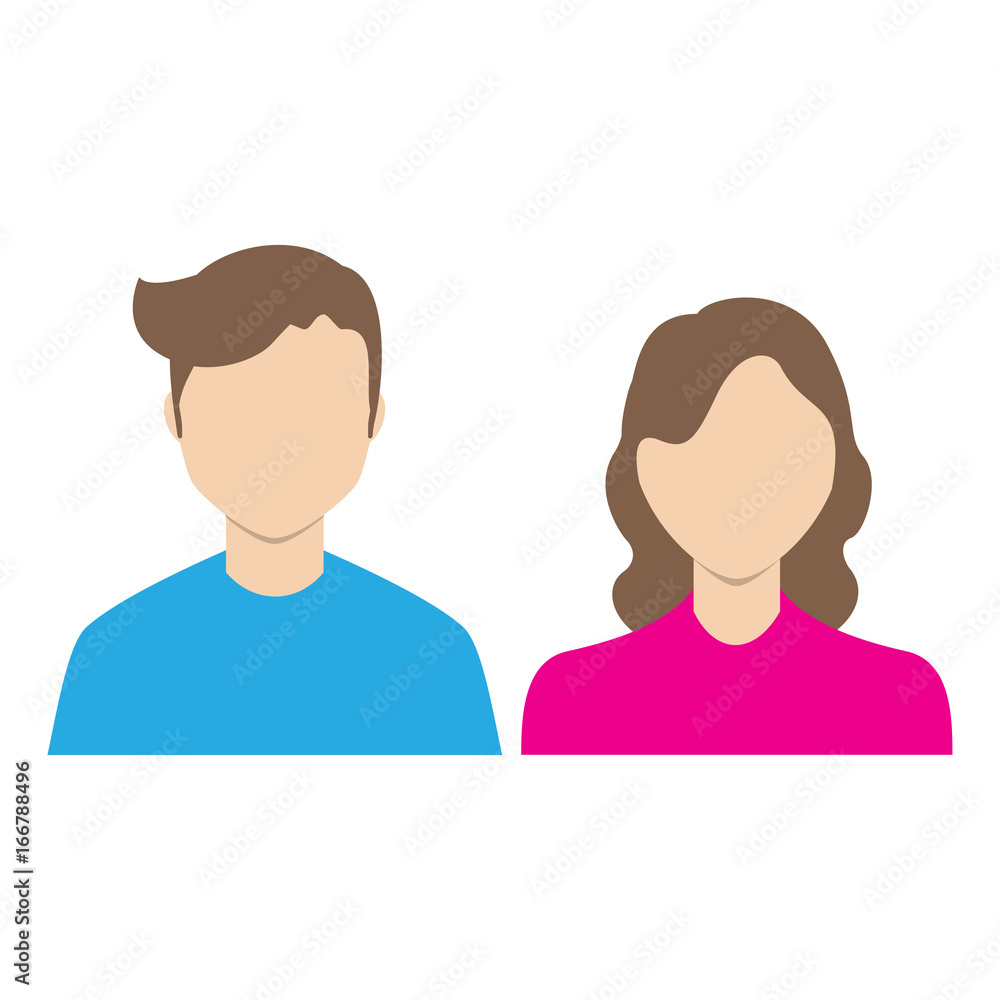 Vector icon with man and woman. Simple illustration with figures of peoples Vector icon with man and woman. Simple illustration with figures of peoples