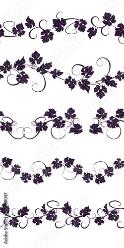 Boarders with vines for backgrounds, print, textiles, labels.