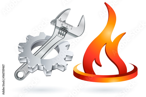 Icon Symbol Logo - Zahnrad Rollgabelschluessel Gas Flamme.zip