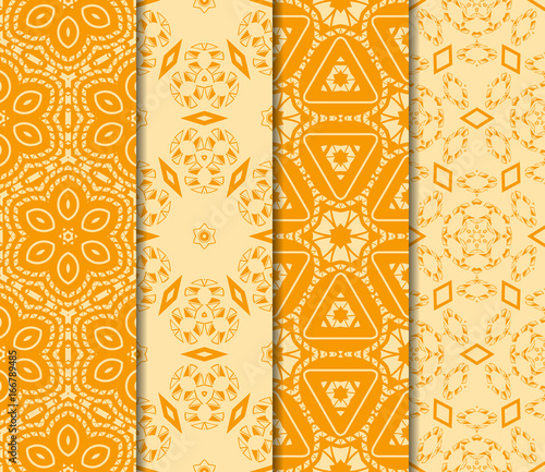 set of floral ornament. seamless vector pattern. interior decoration, wallpaper, invitation, fashion design. orange color