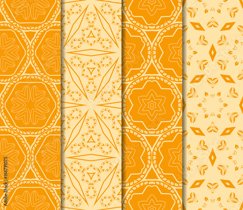set of floral ornament. seamless vector pattern. interior decoration, wallpaper, invitation, fashion design. orange color