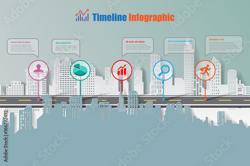 City business road map timeline infographic designed for abstract background template elements modern diagram process web pages technology digital marketing data presentation chart Vector illustration