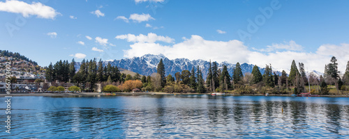 View of The Remarkables mountain range in Queenstown, New Zealand