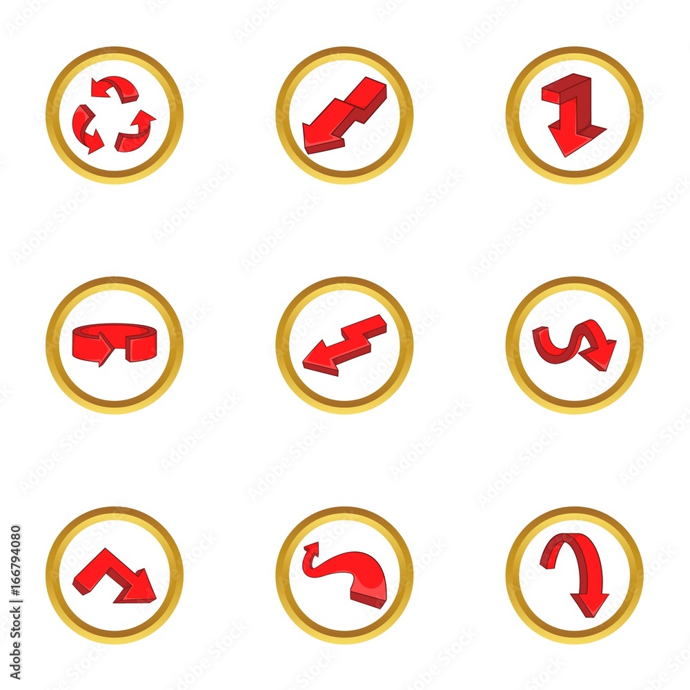 Various arrows icons set, cartoon style