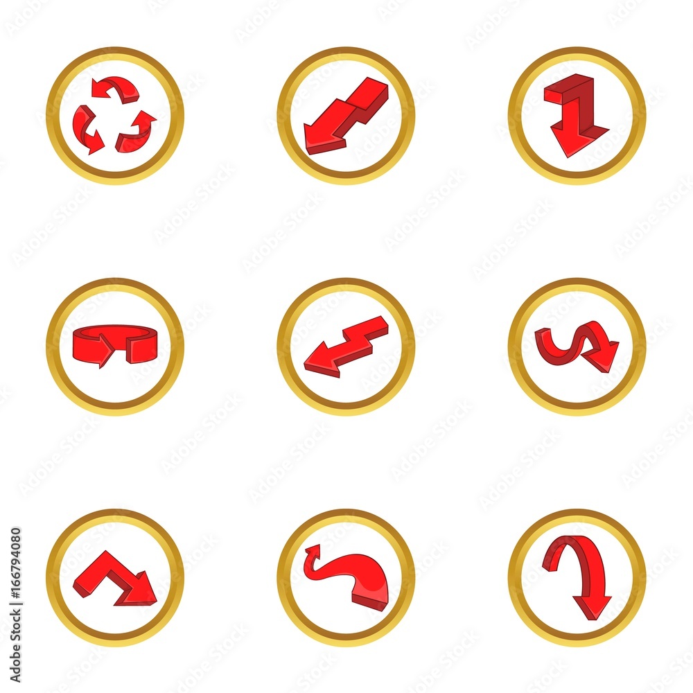 Various arrows icons set, cartoon style Various arrows icons set, cartoon style