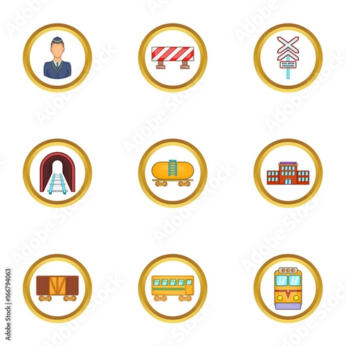 Free Download Train icons set, cartoon style - GFXLoad