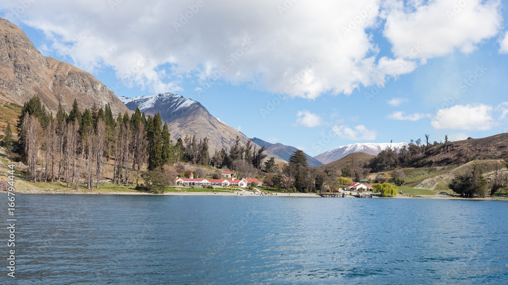 View of The Remarkables mountain range in Queenstown, New Zealand