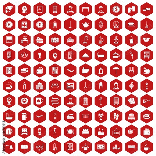 100 inn icons hexagon red