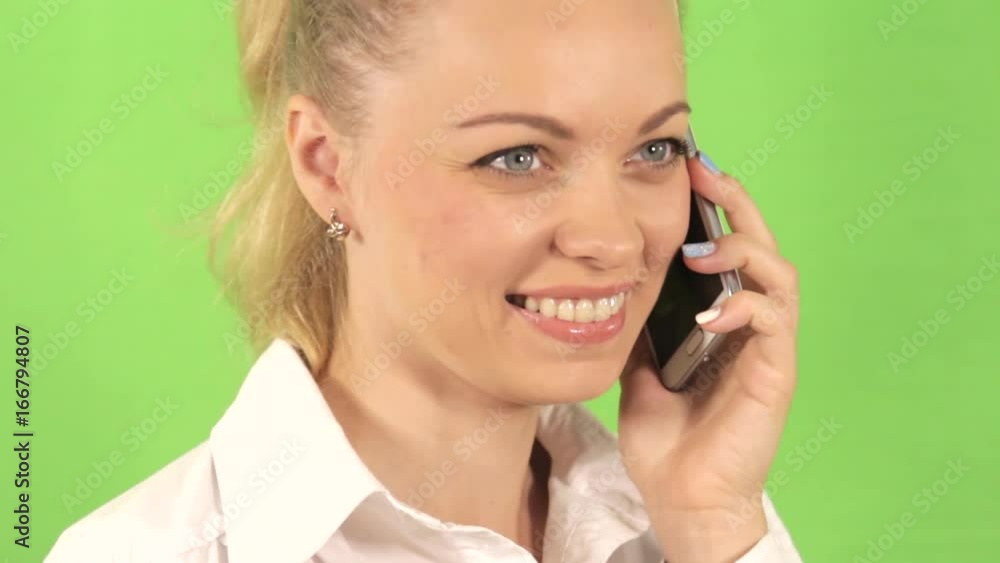 Joyful girl waiting for the reply of the interlocutor, Chromatic Joyful girl waiting for the reply of the interlocutor, Chromatic