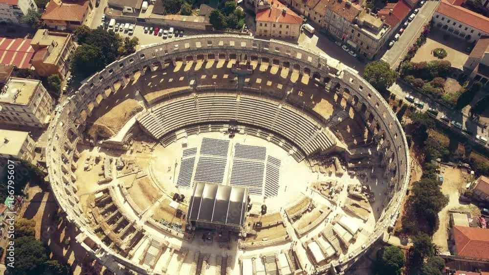 Aerial view of the Pula Arena, famous ancient Roman amphitheatre in Croatia Aerial view of the Pula Arena, famous ancient Roman amphitheatre in Croatia
