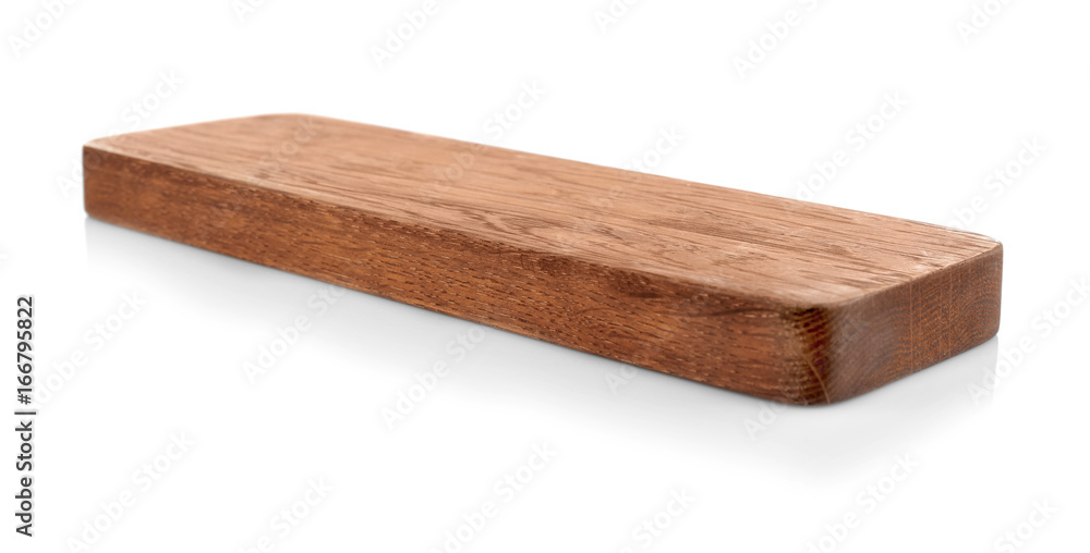 Wooden board on white background