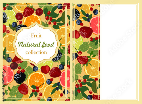 Slices of lemon, orange, lime, blueberries, cranberries, lingonberries, cherries and strawberries.